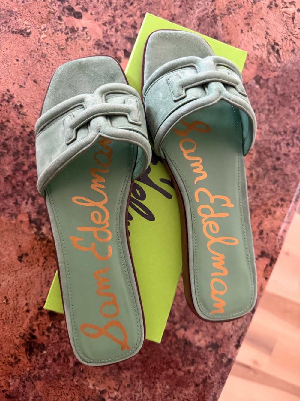 Sam Edelman Mint Green Suede Slide Mules